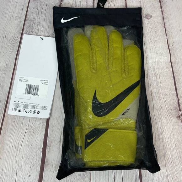 NWT Nike Match Goal Keeper Yellow Soccer Gloves Adult Size 8 (CQ7799-765) - Picture 7 of 10